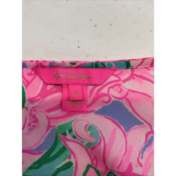 Lilly Pulitzer Cristiana Stretch Mini Dress Long Slv Floral Pink blossom size 8 - Picture 6 of 14